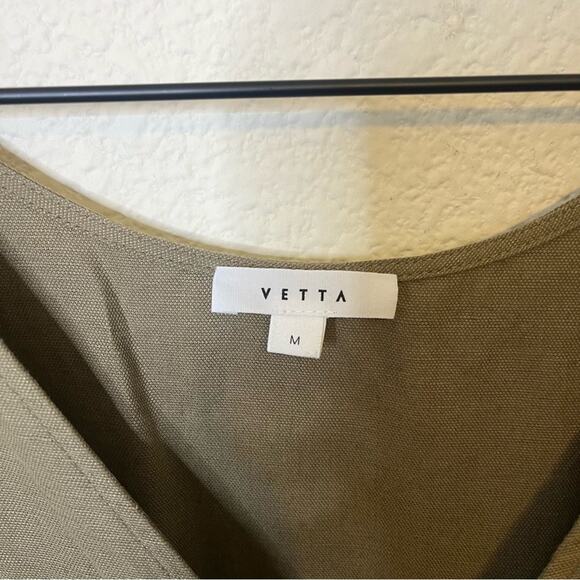 Vetta The Convertible Wrap Mini Dress Olive Green Linen Blend Womens Size M - Picture 7 of 8